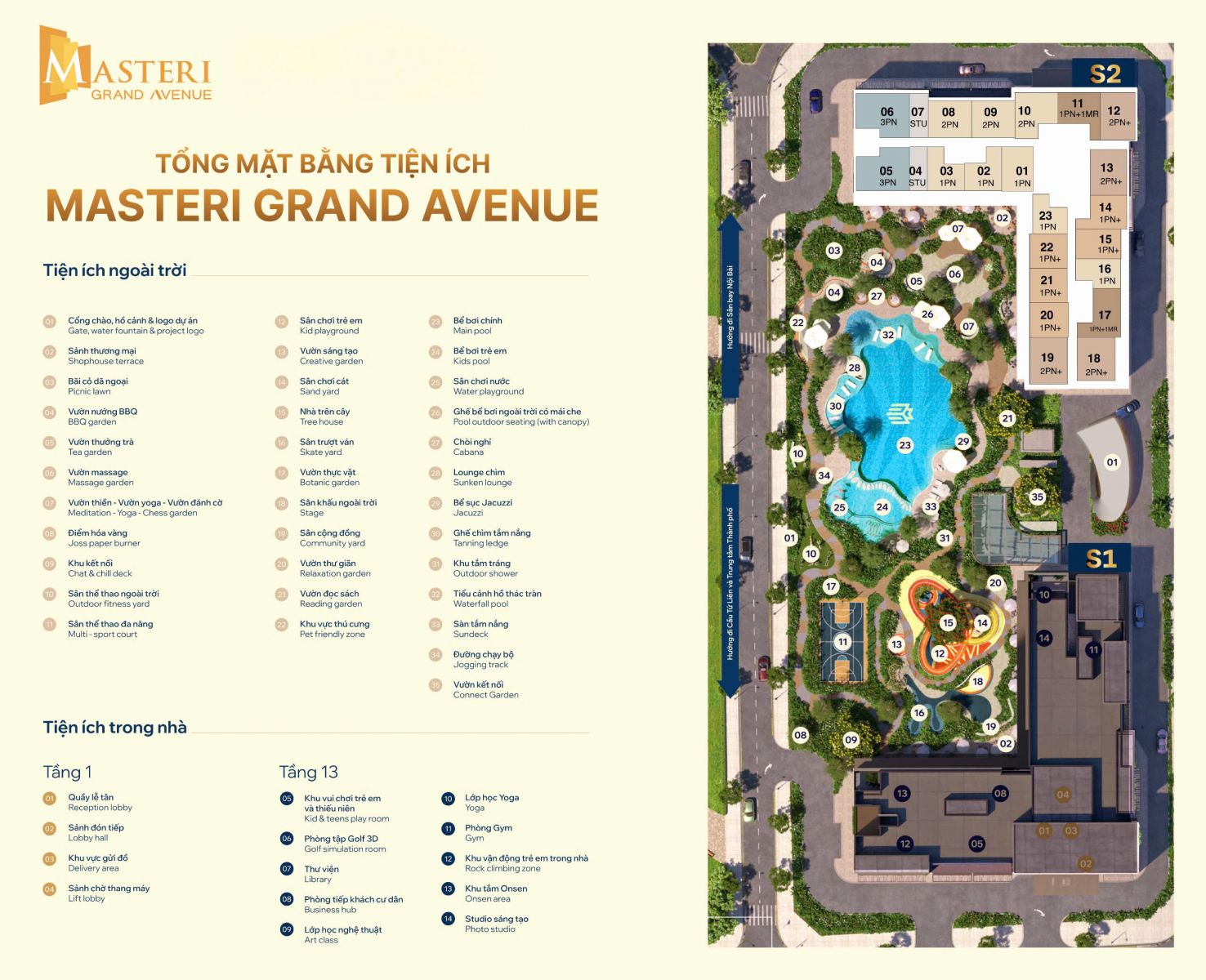 mặt bằng tiện ích Masteri Grand Avenue